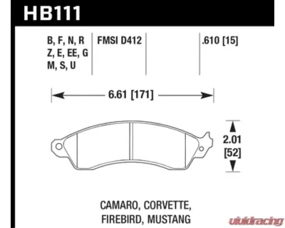 Hawk Performance Blue 9012 Front - HB111E.610