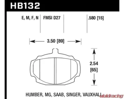 Hawk Performance Blue 9012 MG MGB Front 1967-1980 - HB132E.580