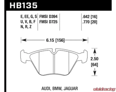 Hawk 1997 BMW E36 M3 Blue 9012 Race Front Brake Pads - HB135E.760