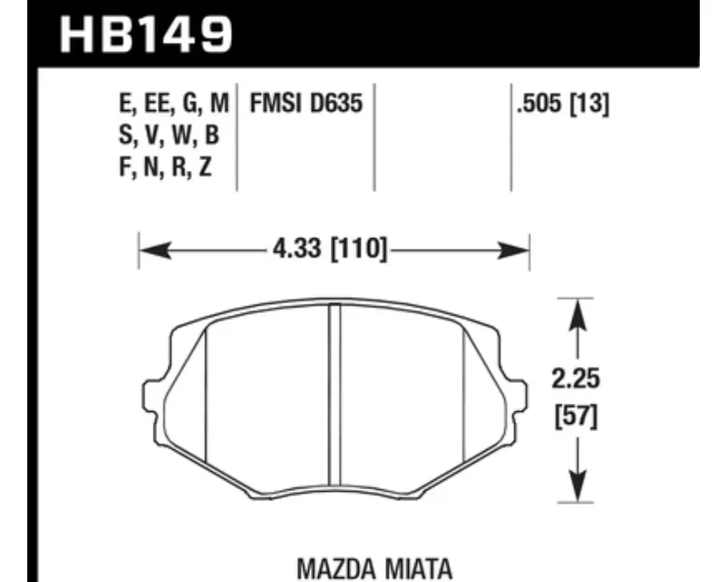 Hawk Performance HP Plus Mazda Miata Front - HB149N.505