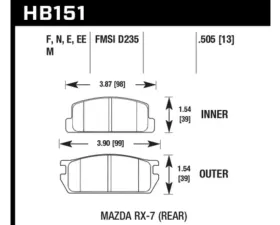Hawk Performance Blue 9012 Mazda RX-7 Rear 1981-1985 1.1L 2-Cyl