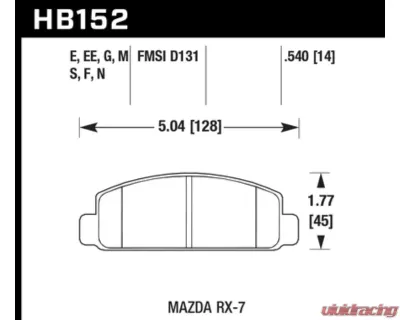 Hawk Performance HP Plus Mazda RX-7 Front 1984-1991 1.3L 2-Cyl - HB152N.540