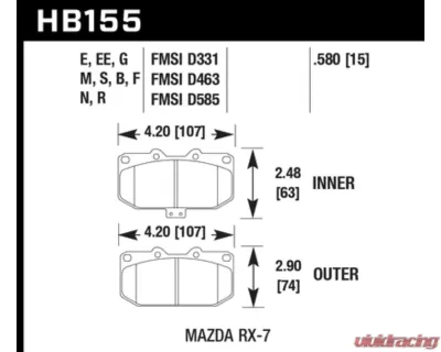 Hawk Performance HPS 5.0 Mazda RX-7 Front 1.3L 2-Cyl - HB155B.580