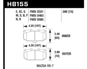Hawk Performance DTC-60 Mazda RX-7 Front 1.3L 2-Cyl