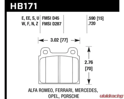 Hawk Performance Blue 9012 Front - HB171E.590