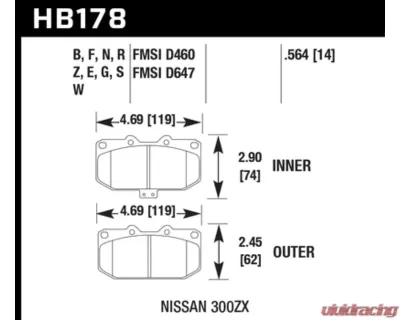 Hawk Performance HPS 5.0 Nissan 300ZX Front 1989-1996 - HB178B.564
