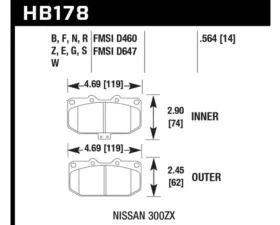 Hawk Performance Blue 9012 Nissan 300ZX Front 1989-1996