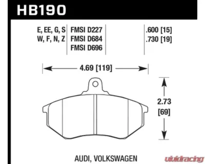 Hawk Performance Blue 9012 Front - HB190E.600