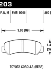 Hawk Performance HP Plus Toyota Corolla Rear 1985-1987                                     - HB203N.550 - Image 2