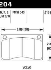 Hawk Performance Black Race Brake Pads Volvo 142 | 145 | 164 | 240 | 242 | 244 | 245 | 262 | 265 | 1800 1969-1979                                     - HB204M.615 - Image 2