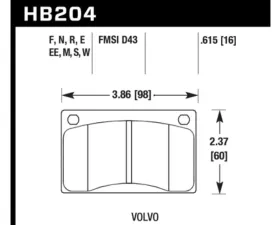 Hawk Performance DTC-30 Front Race Pads Volvo 142 | 145 | 164 | 240 | 242 | 244 | 245 | 262 | 265 | 1800 1969-1979