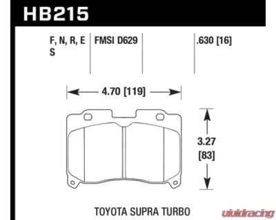 Hawk Performance HPS 5.0 Toyota Supra Front 1993-1998 - HB215B.630