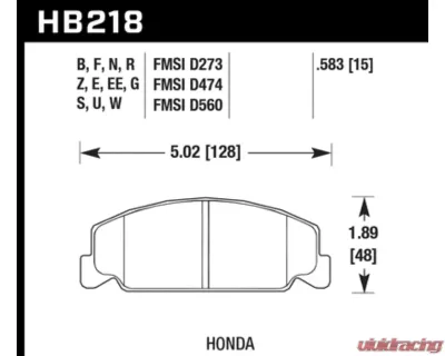 Hawk Performance HP Plus Honda Front - HB218N.583