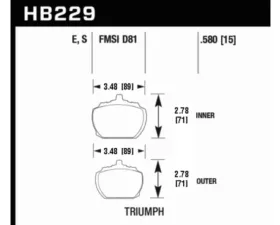 Hawk Performance Blue 9012 Race Front Brake Pads Triumph Stag | TR8 1970-1981