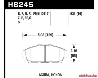 Hawk Performance Blue 9012 Front - HB245E.631