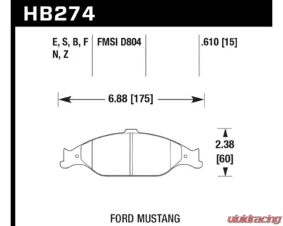 Hawk Performance HPS 5.0 Ford Mustang Front 1999-2004 - HB274B.610