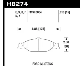 Hawk Performance PC Ford Mustang Front 1999-2004