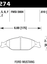 Hawk Performance PC Ford Mustang Front 1999-2004                                     - HB274Z.610 - Image 2