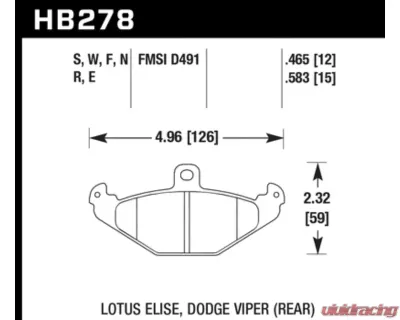 Hawk Performance HPS Dodge Viper Rear 1992-2000 - HB278F.583