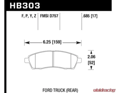 Hawk Performance LTS Ford Rear - HB303Y.685