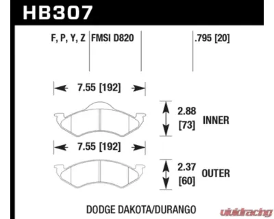 Hawk Performance SuperDuty Dodge Front 2000-2002 - HB307P.795