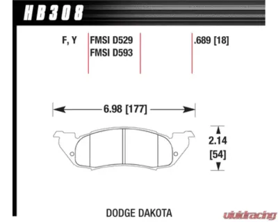 Hawk Performance LTS Dodge Dakota Front 1991-1998 - HB308Y.689