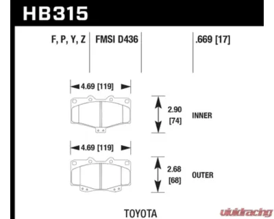 Hawk Performance LTS Toyota Front - HB315Y.669