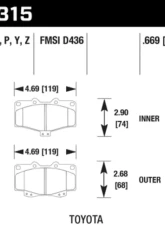 Hawk Performance PC Toyota Front                                     - HB315Z.669 - Image 2