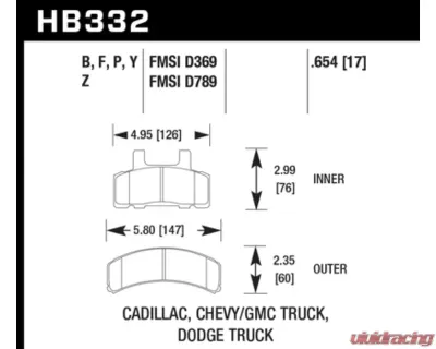 Hawk Performance LTS Front - HB332Y.654