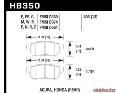 Hawk Performance HPS Rear - HB350F.496