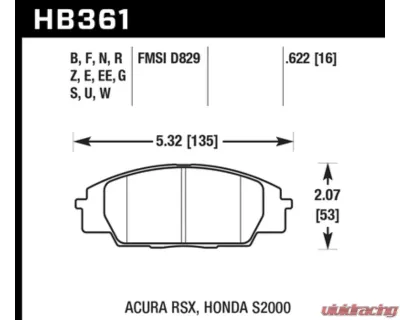 Hawk Performance HPS 5.0 Front - HB361B.622
