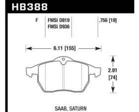 Hawk Performance HPS Saab 9-5 Front 1999-2005
