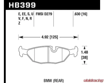 Hawk Performance Blue 9012 BMW Rear - HB399E.630