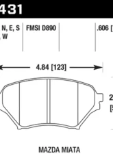 Hawk Performance DTC-30 Mazda Miata Front 2001-2005 1.8L 4-Cyl                                     - HB431W.606 - Image 2