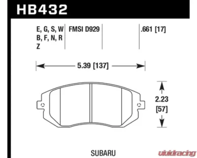 Hawk Performance HP Plus Subaru Front - HB432N.661
