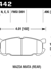 Hawk Performance HP Plus Mazda Miata Rear 2001-2005 1.8L 4-Cyl                                     - HB442N.496 - Image 2