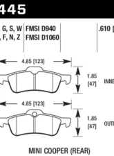 Hawk Performance HP Plus Mini Cooper Rear 2002-2009                                     - HB445N.610 - Image 2
