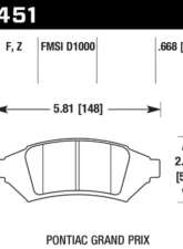 Hawk Performance HPS Pontiac Grand Prix Front 2004                                     - HB451F.668 - Image 2