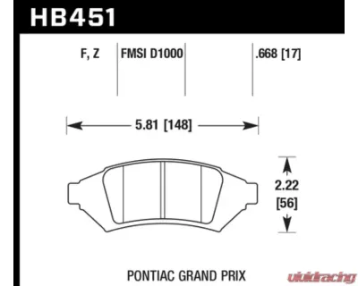 Hawk Performance PC Pontiac Grand Prix Front 2004 - HB451Z.668