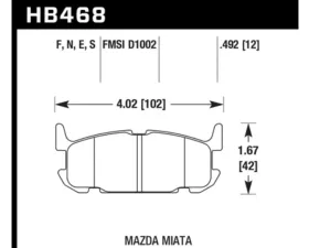 Hawk Performance Blue 9012 Mazda Miata Rear 2004-2005 1.8L 4-Cyl
