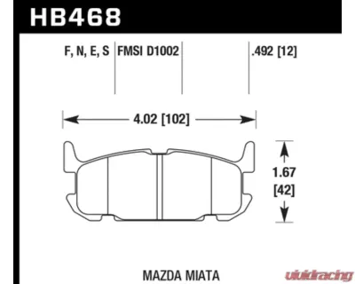 Hawk Performance HP Plus Mazda Miata Rear 2004-2005 1.8L 4-Cyl - HB468N.492