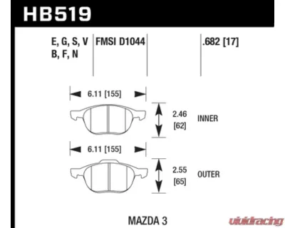 Hawk Performance HPS 5.0 Front - HB519B.682