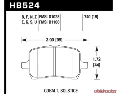 Hawk Performance Blue 9012 Front - HB524E.740
