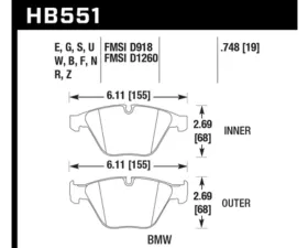 Hawk Performance Blue 9012 BMW Front