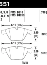 Hawk Performance HT-10 BMW Front                                     - HB551S.748 - Image 2