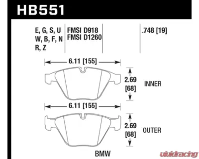 Hawk Performance HT-10 BMW Front - HB551S.748
