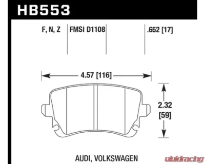 Hawk Performance HPS 5.0 Audi 80 Rear 1988 - HB553B.652