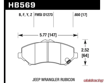 Hawk Performance LTS Front - HB569Y.650