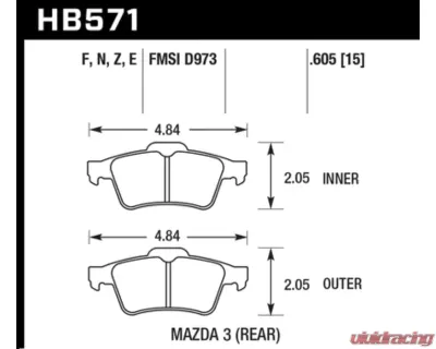 Hawk Performance PC Rear - HB571Z.605