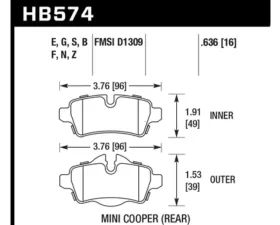 Hawk Performance Blue 9012 Mini Rear